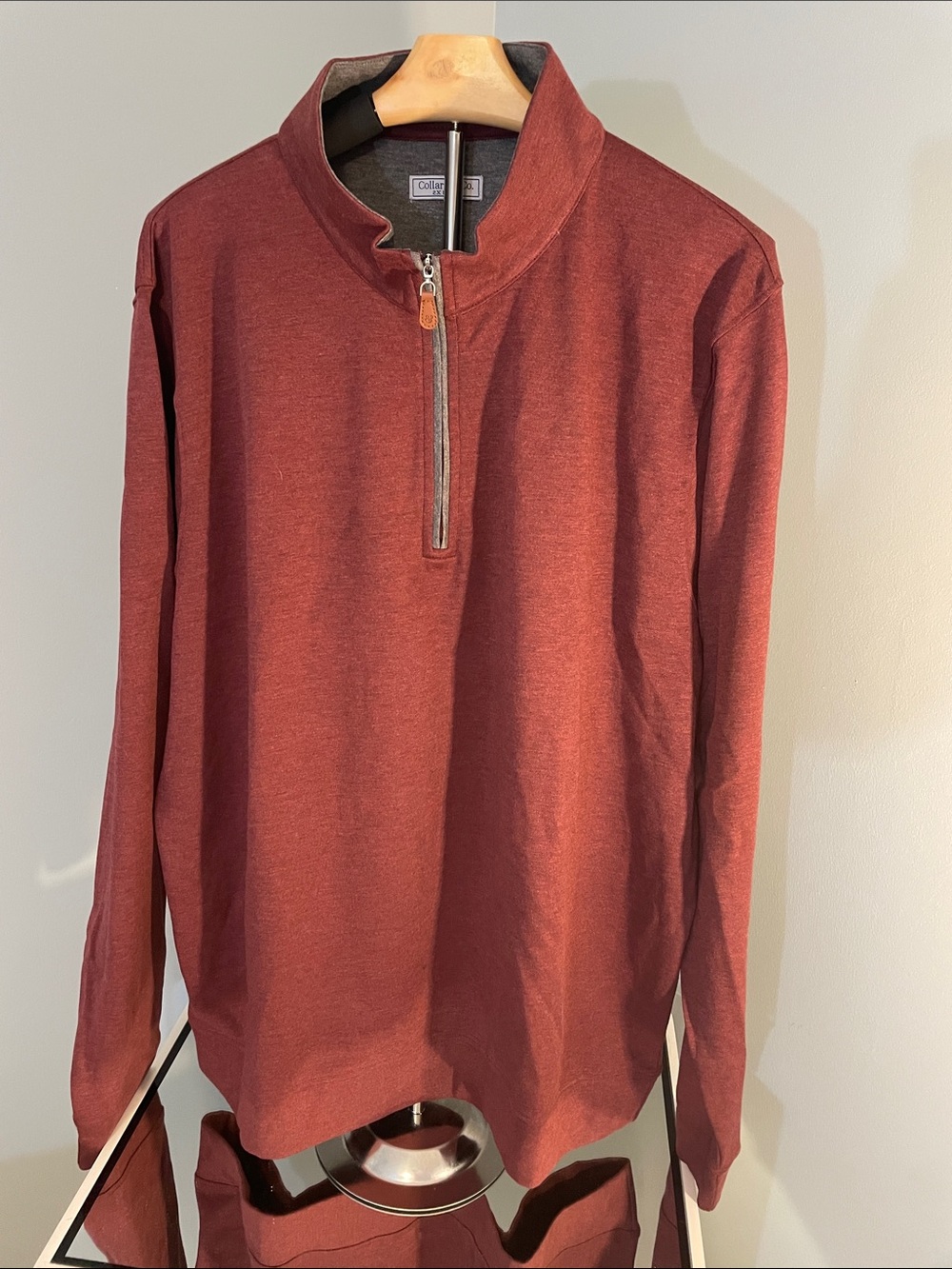 Collars & Co Men's Half-Zip knit shirt - Red Brown new 2XL